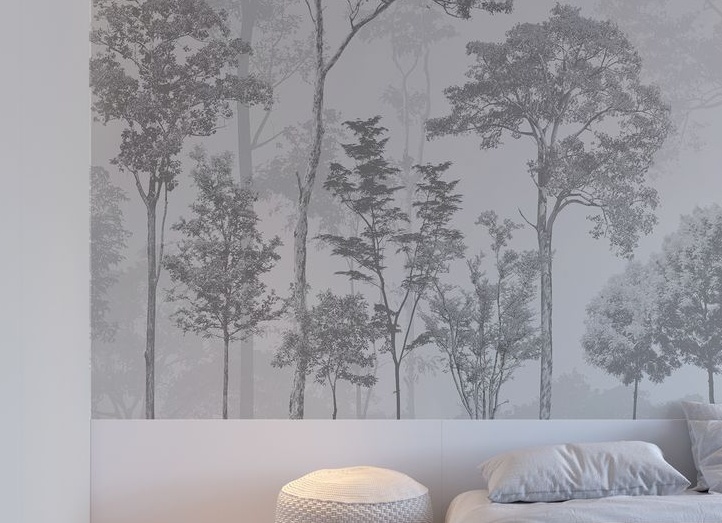 Обои с деревьями в интерьерах